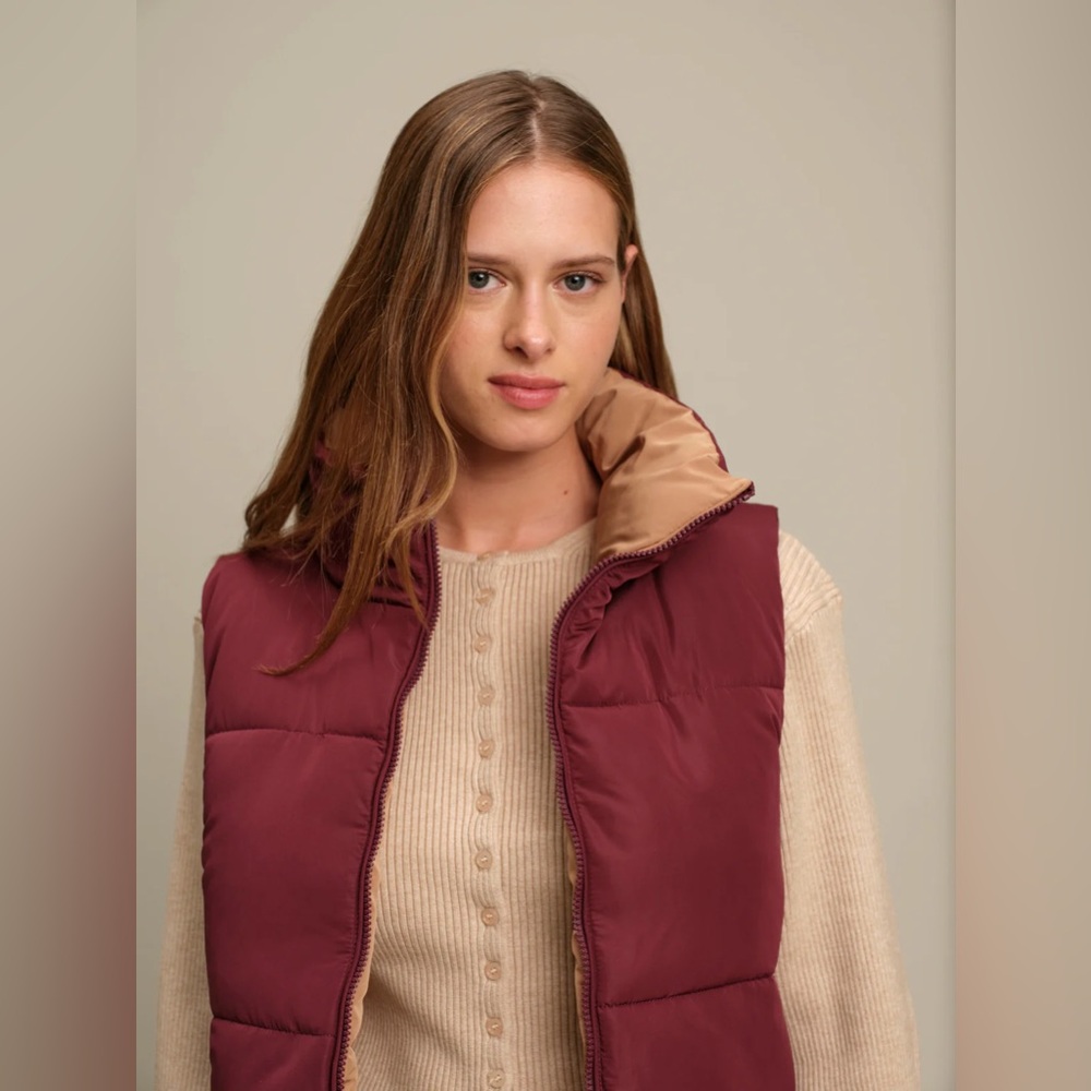 KANSAS REVERSIBLE PUFFER GILET Burgundy - Picture 5 of 8